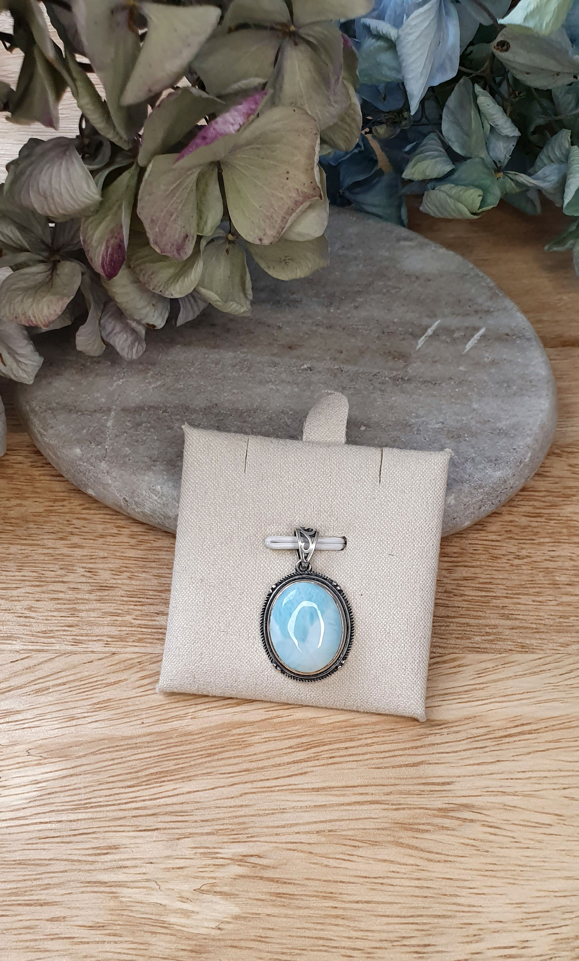 Edelstein-Anhänger Larimar #15, 925er Silber