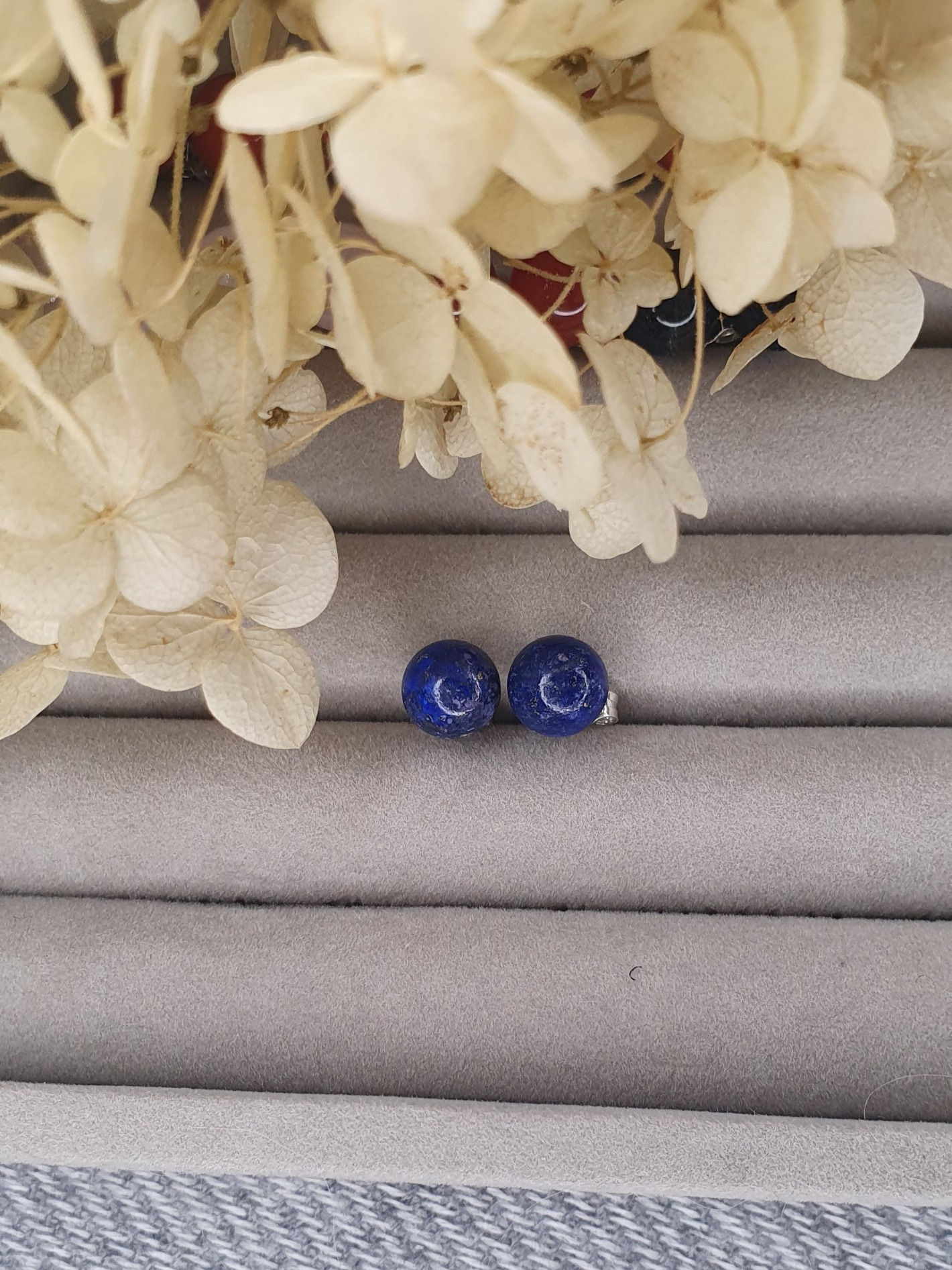 Edelstein-Ohrstecker Lapislazuli, matt - 925er Silber