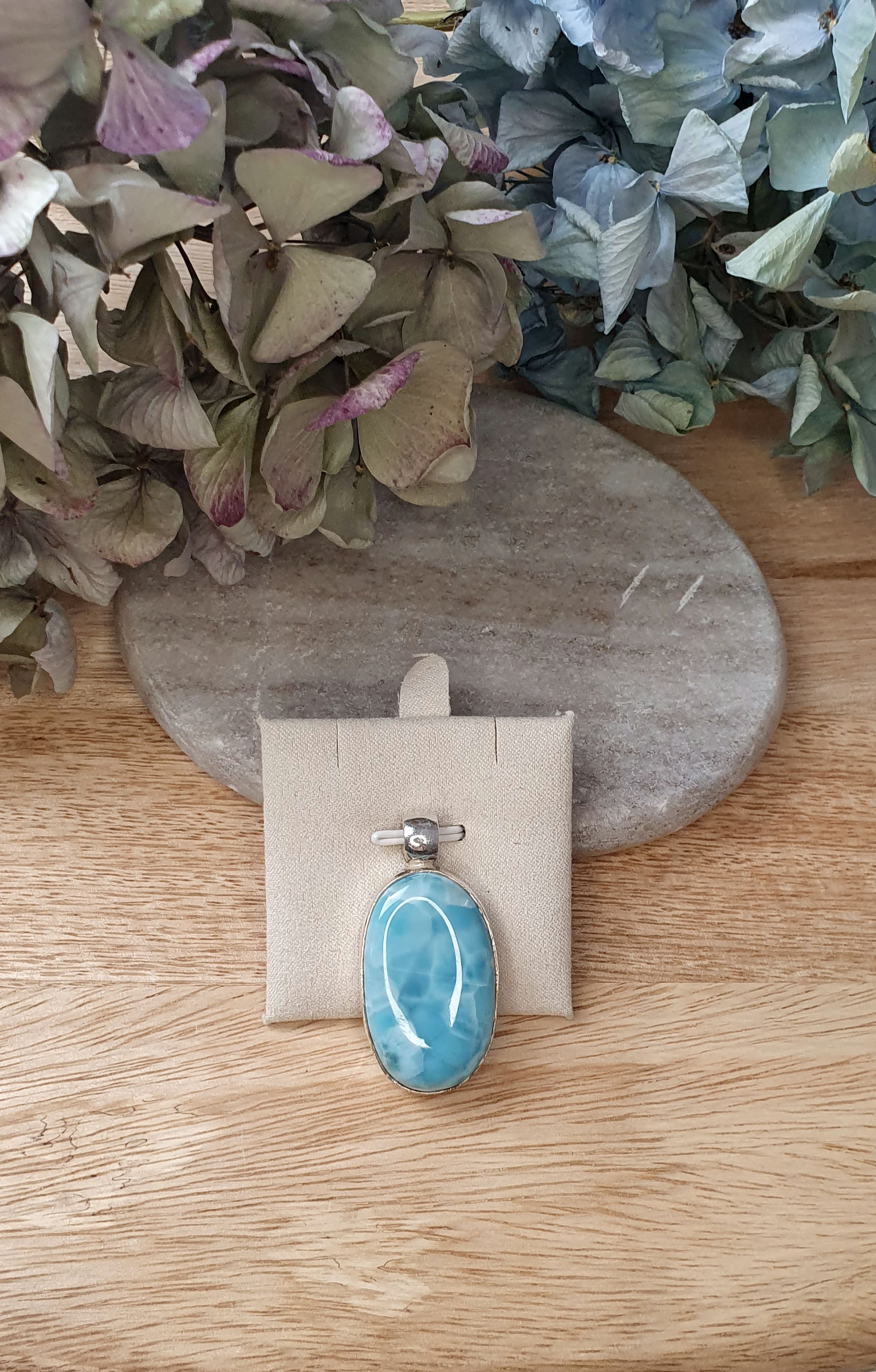 Edelstein-Anhänger Larimar #28, 925er Silber