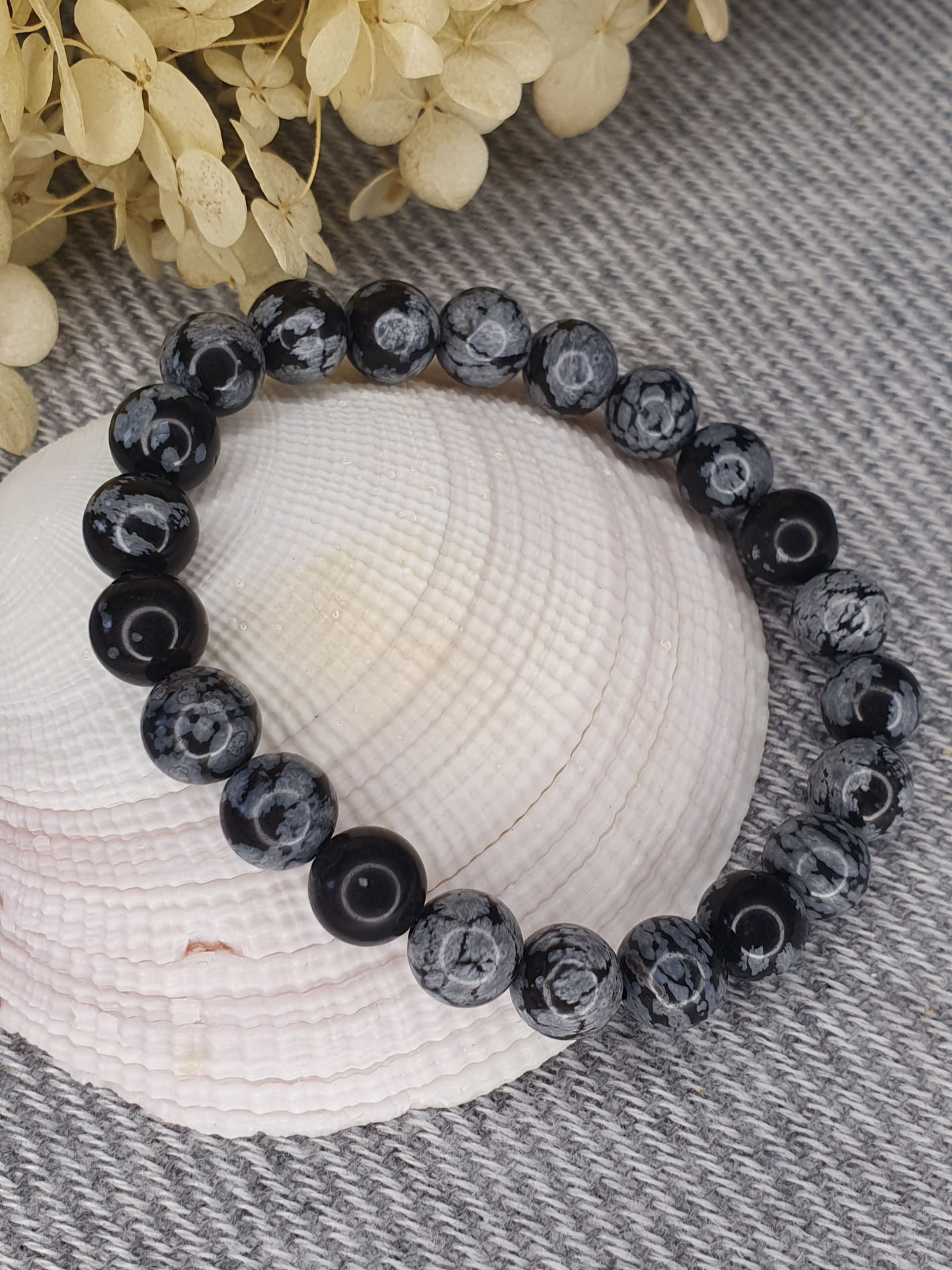 Edelsteinarmband Schneeflocken Obsidian