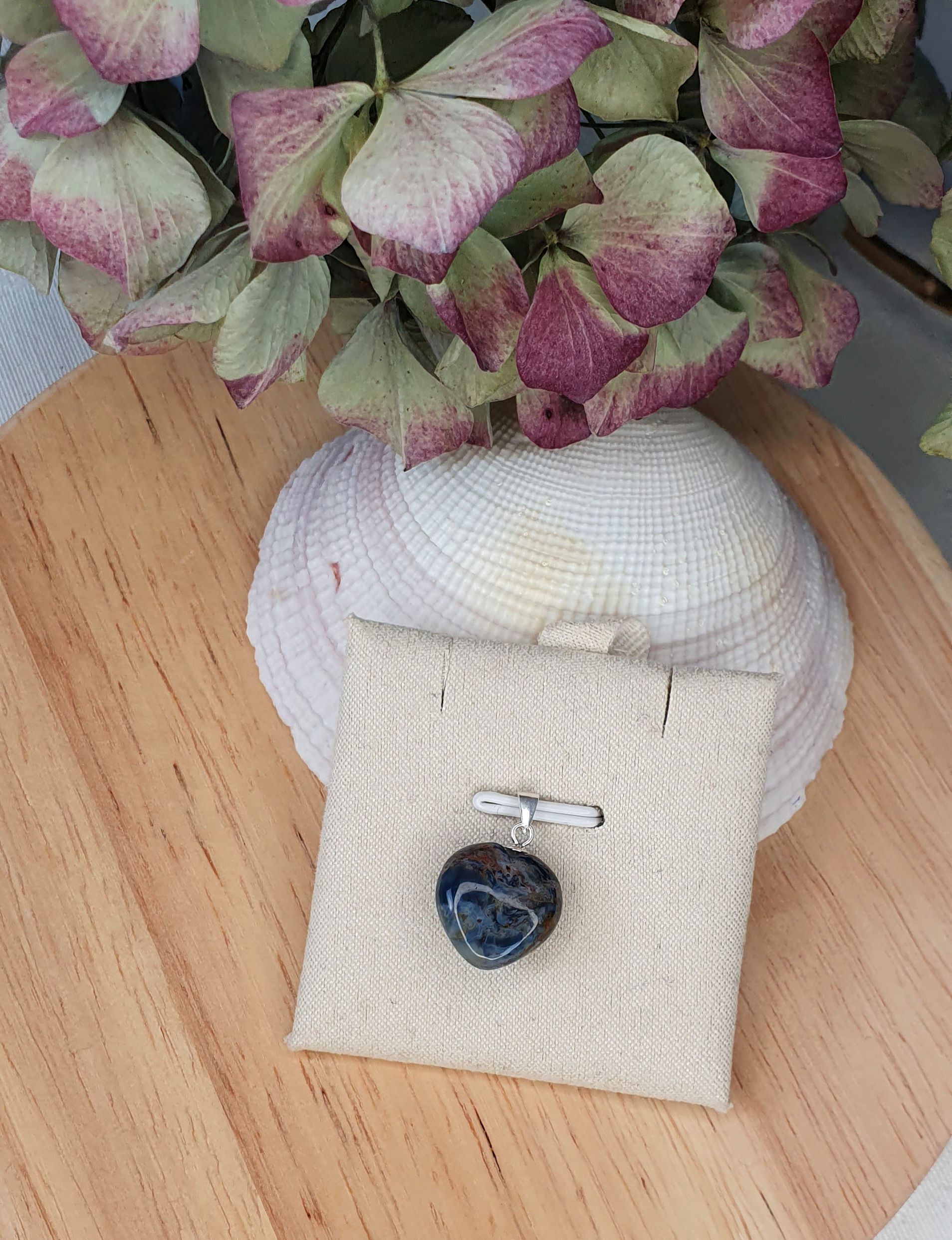 Edelstein-Anhänger Pietersit Herz,925er Silber Öse