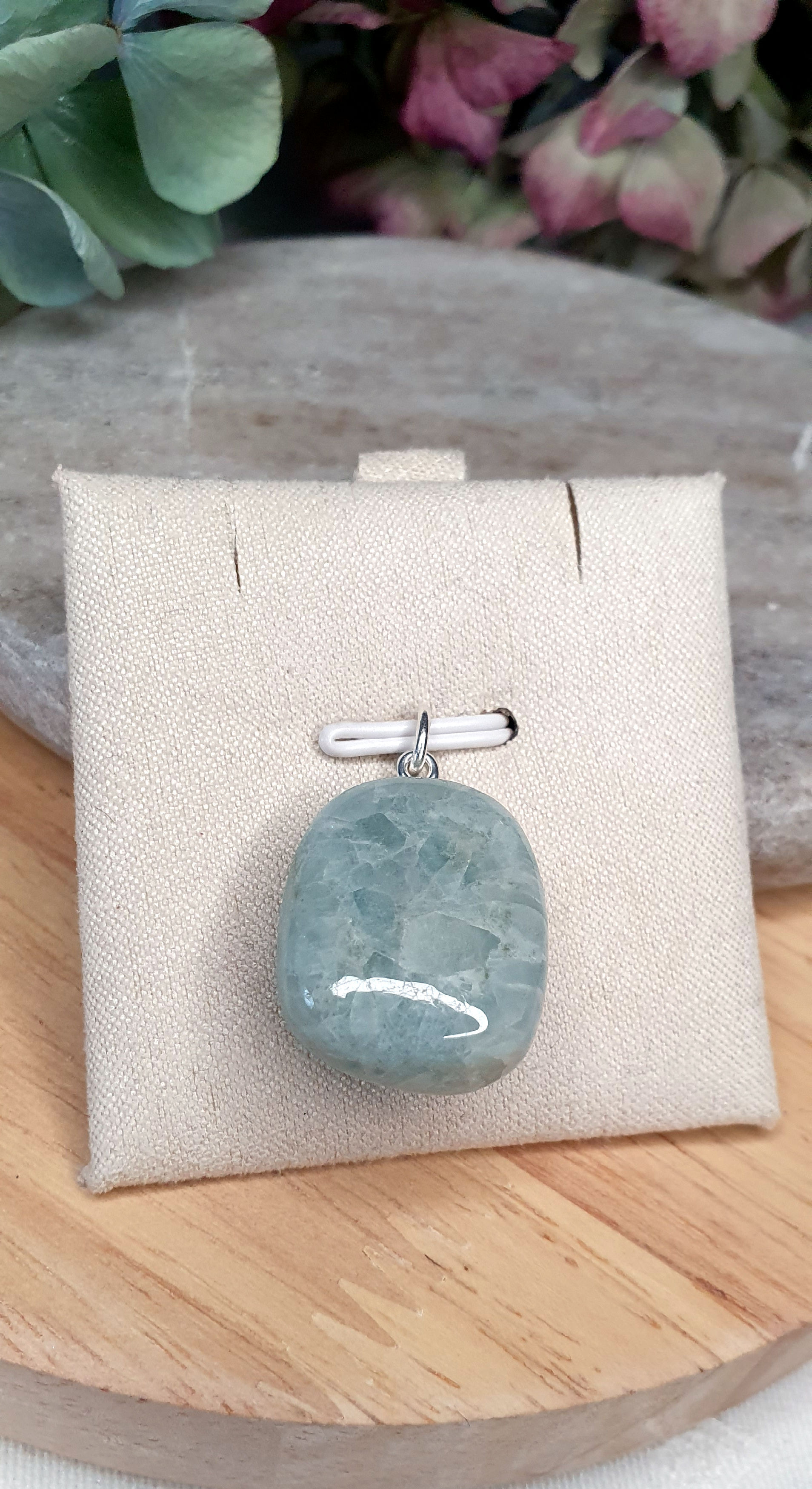 Edelstein-Anhänger Aquamarin,Trommlerform