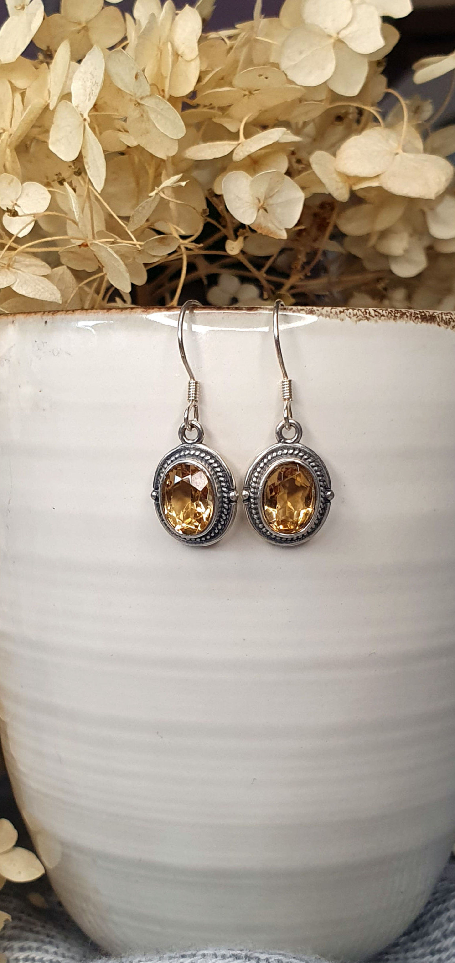  Edelstein Ohrringe Citrin - 925er Silber