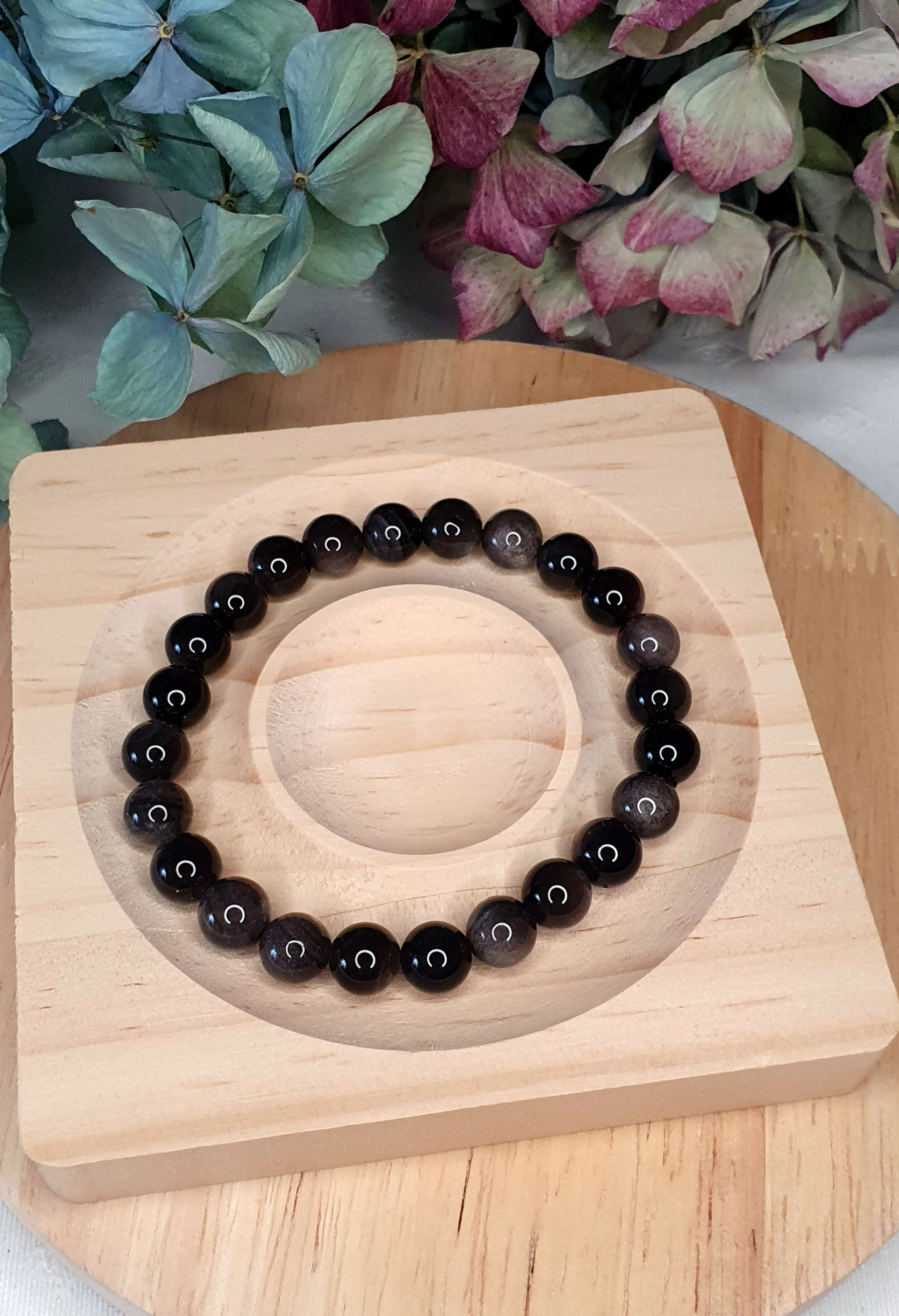 Edelsteinarmband Silberschein Obsidian