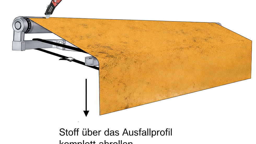 Markisentuch wechseln Markienstoff von der Wickelwelle lösen