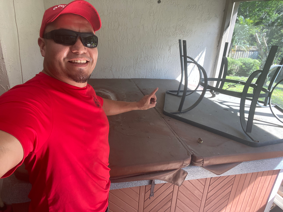 Goodbye Junk team member preparing a hot tub removal