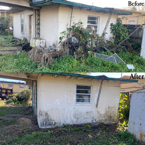 Before & After junk & yard waste got cleared out from the property.