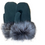 Thumbnail: Women's Raccoon Trimmed Black Suede Mittens
