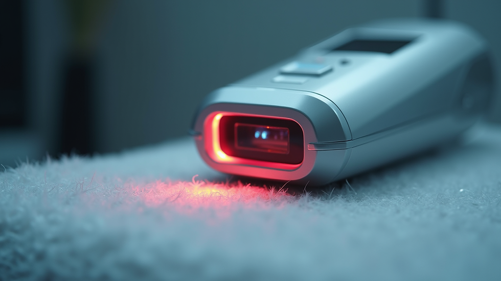Close-up view of a professional laser device used for PMU removal