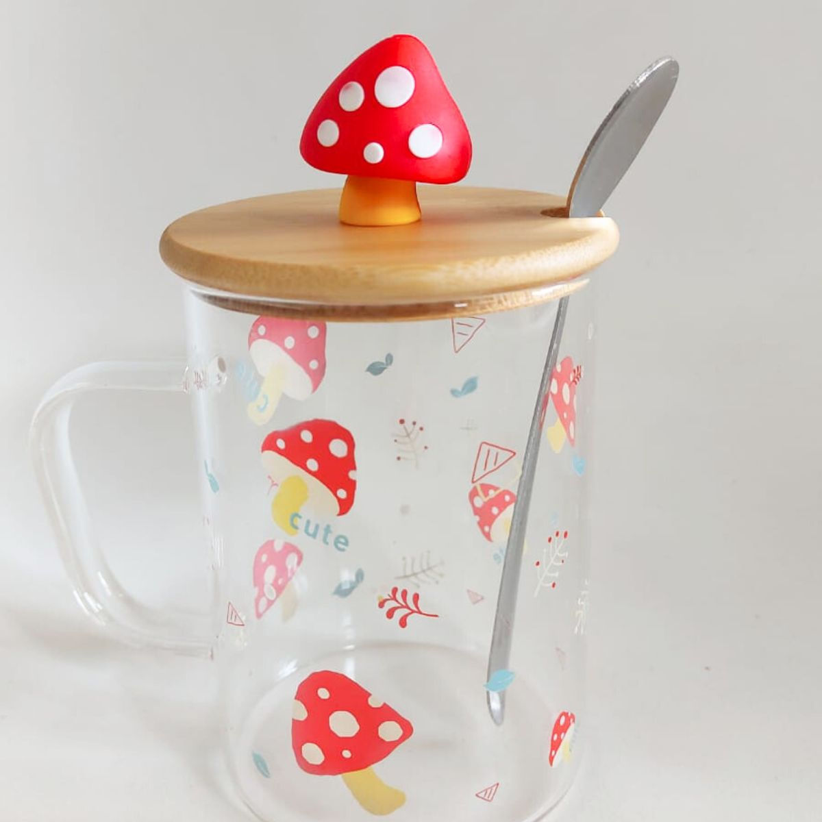 Taza de Cristal de Hongo Amanita