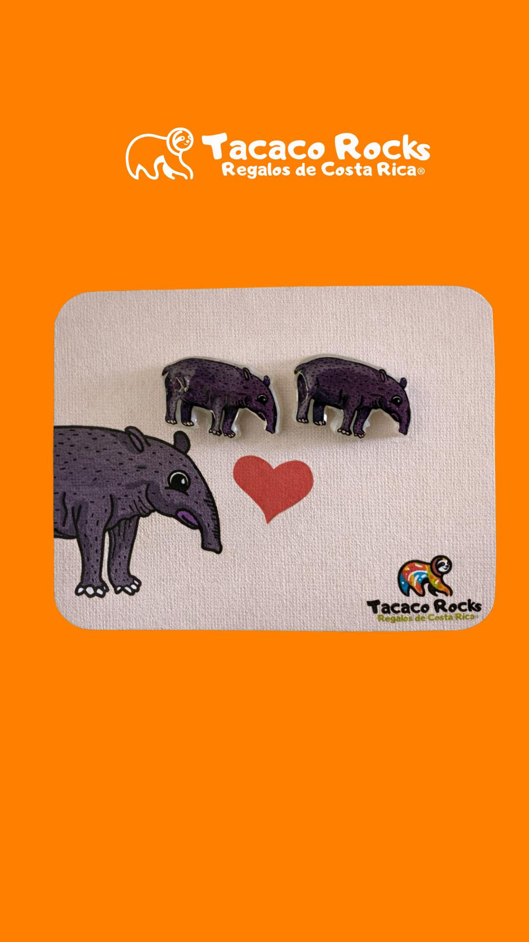 aretes de danta, aretes vista frontal de tapir, regalos de danta