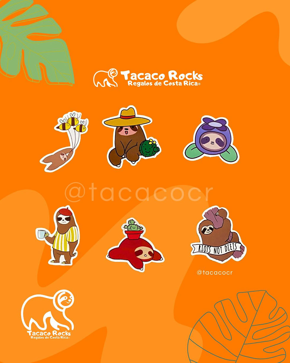 vista frontal paquete de stickers de oso perezoso