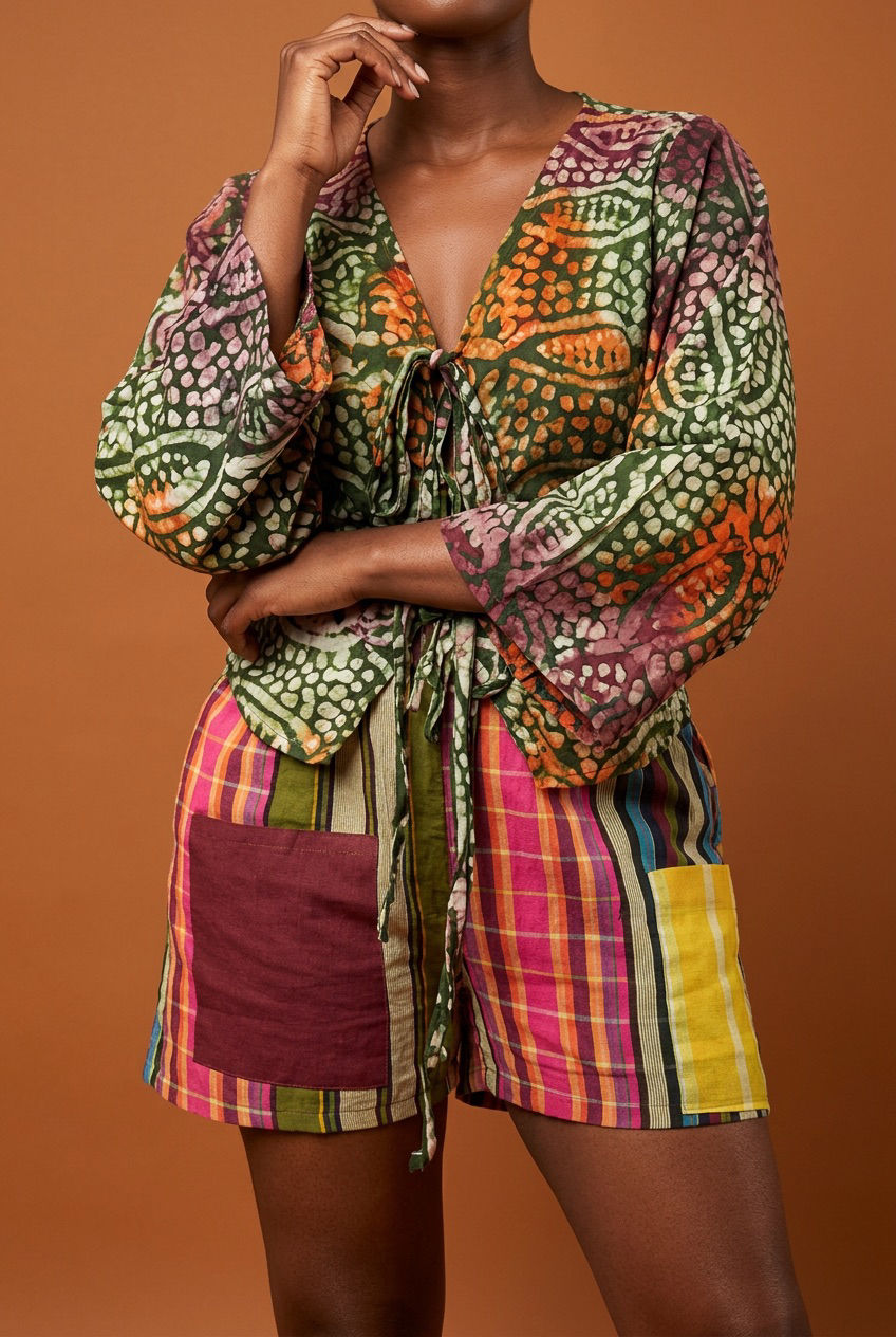 Aso oke shorts 1