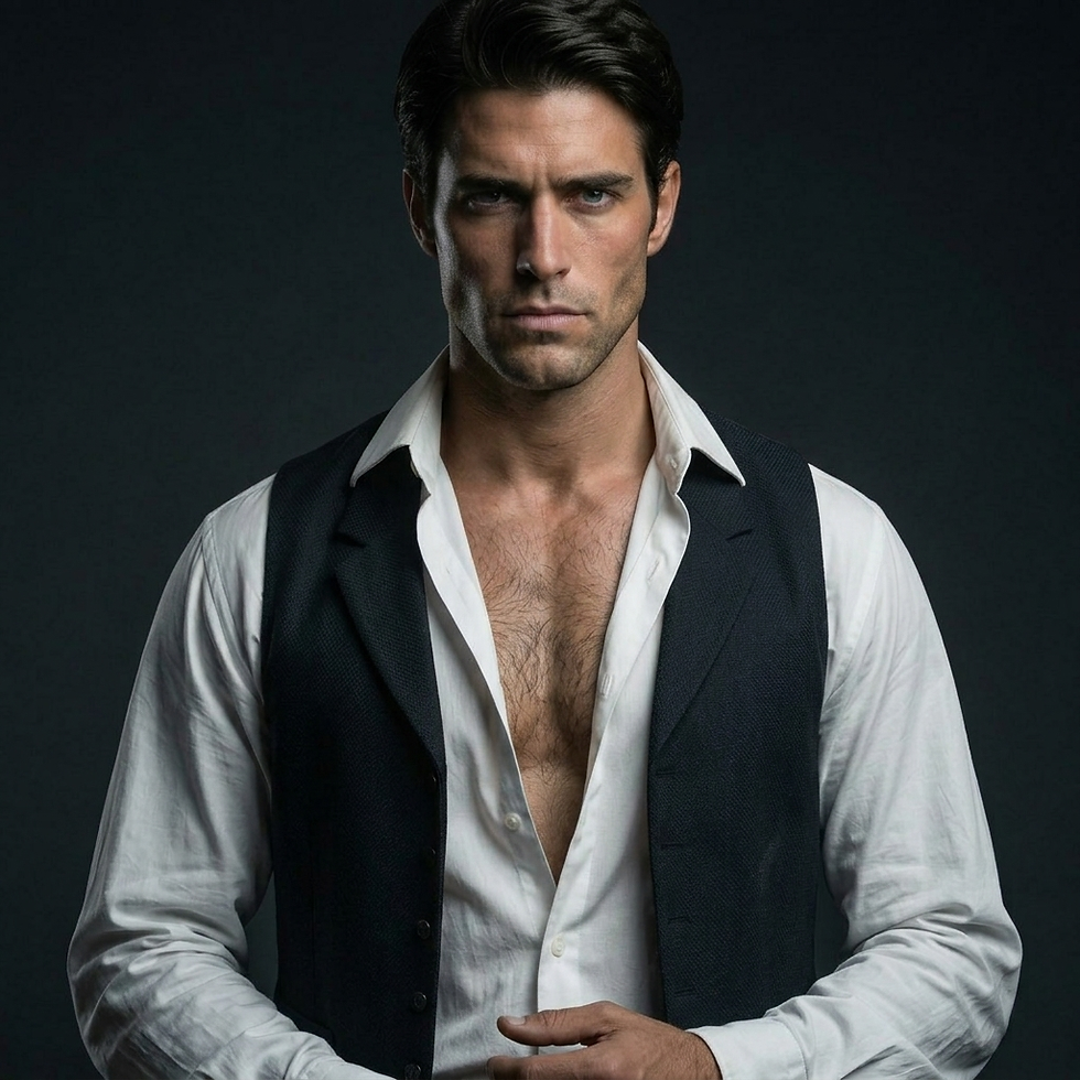 John Lockheart com a camisa aberta