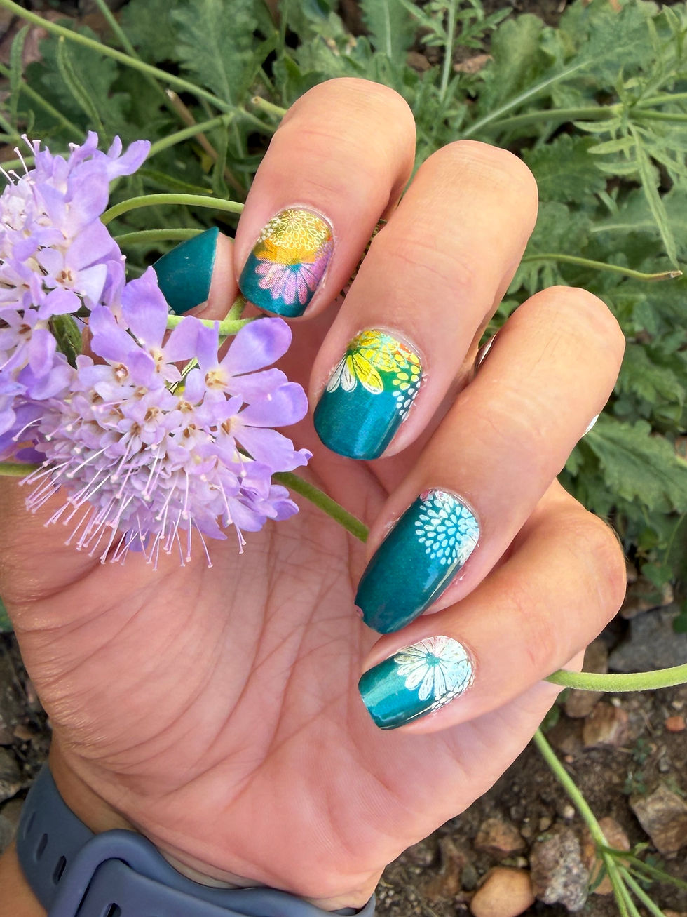 What in Carnation nail wrap on hand model