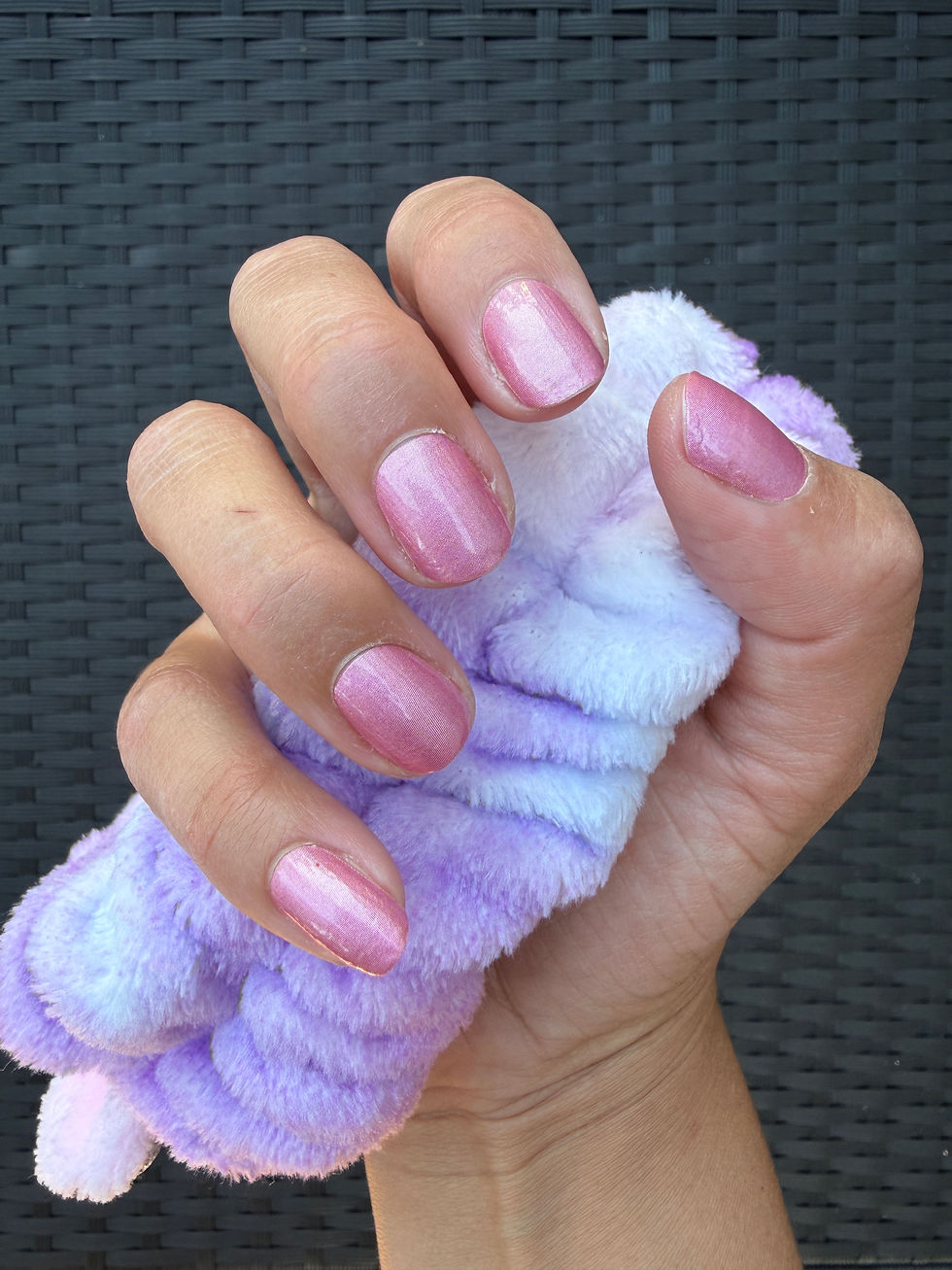 Blushing Peony nail wrap sticker on hand model