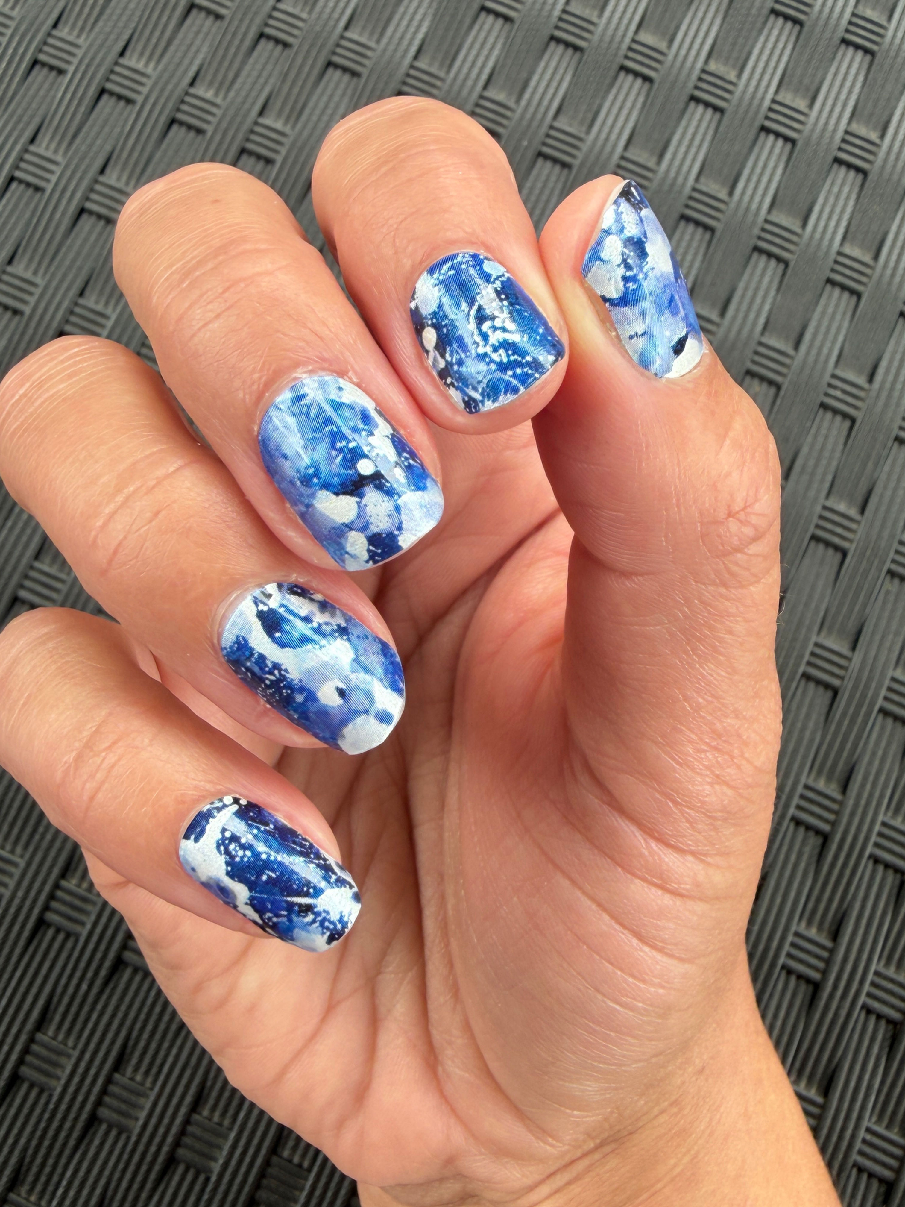 Out of the Blue Nail Wrap on hand model