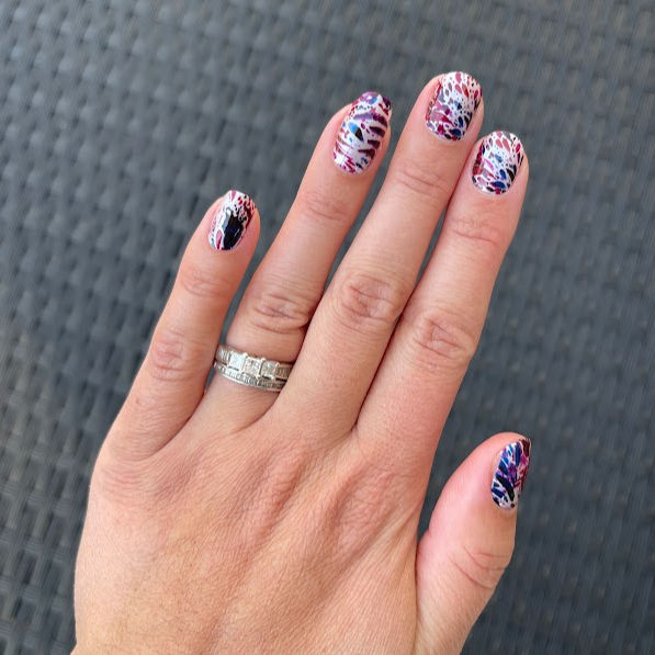 Splatter of Purples and Blues Nail Wrap called Peacock Palooza