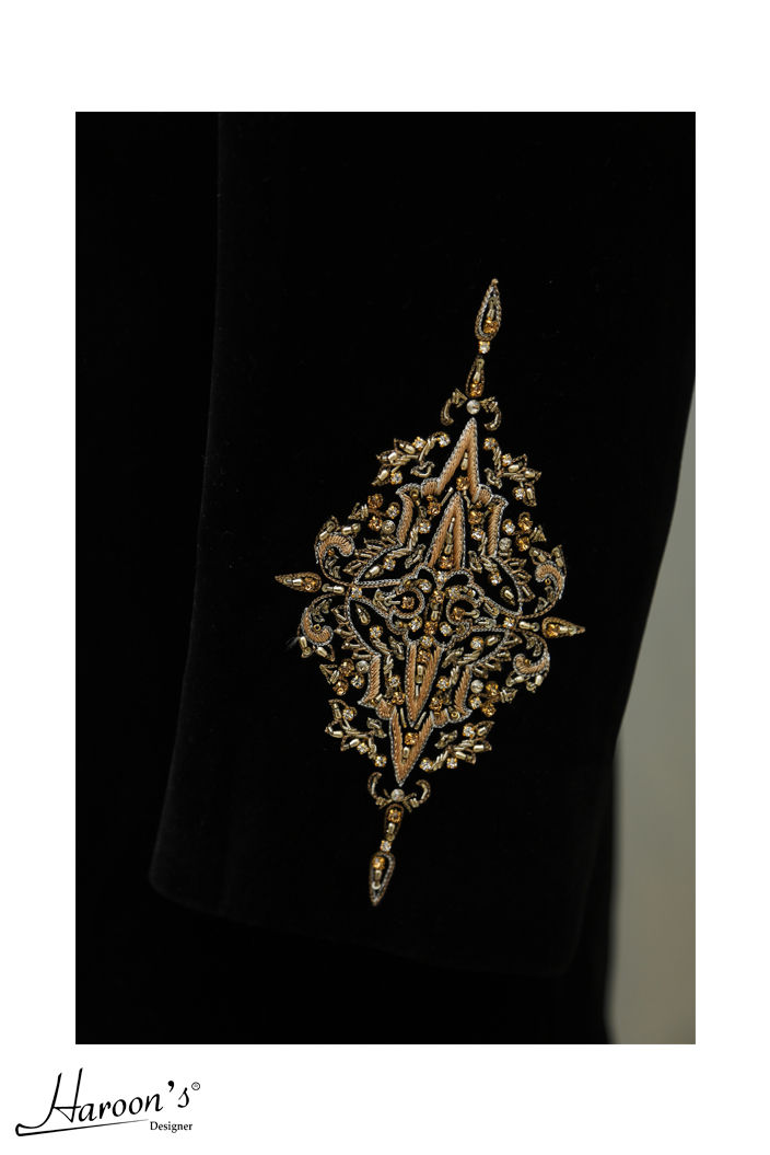 Thumbnail: Angle Cut Classic Black Sherwani