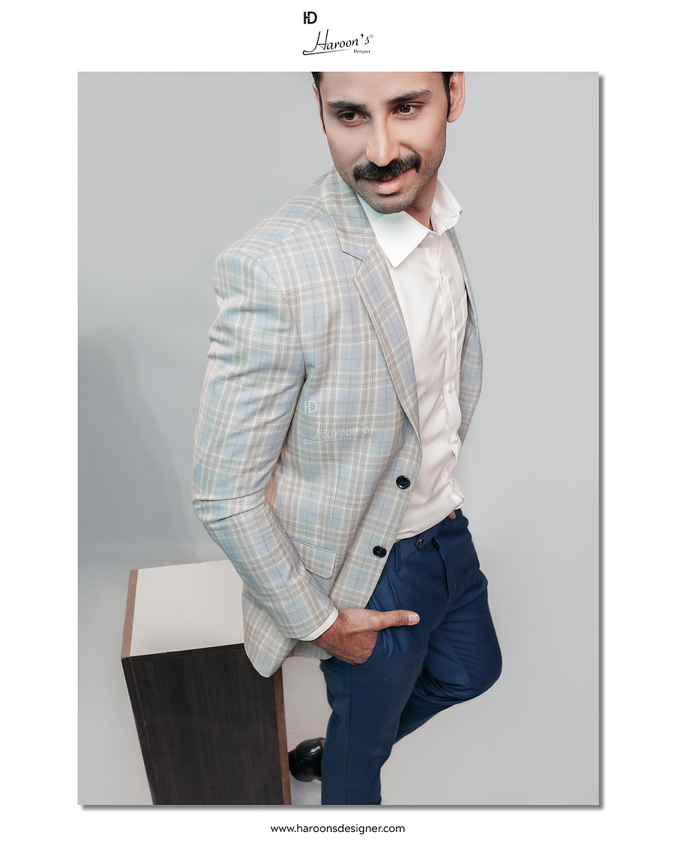 Thumbnail: Checked Formal Suit with Contrast Pant