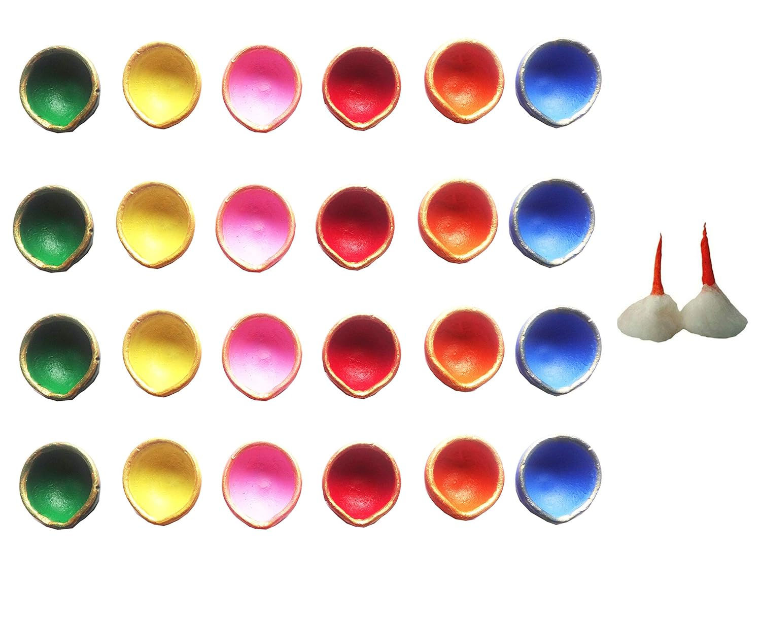 Lekshika Colourful Diyas for Diwali Decoration Items | for Home Decor Terracotta