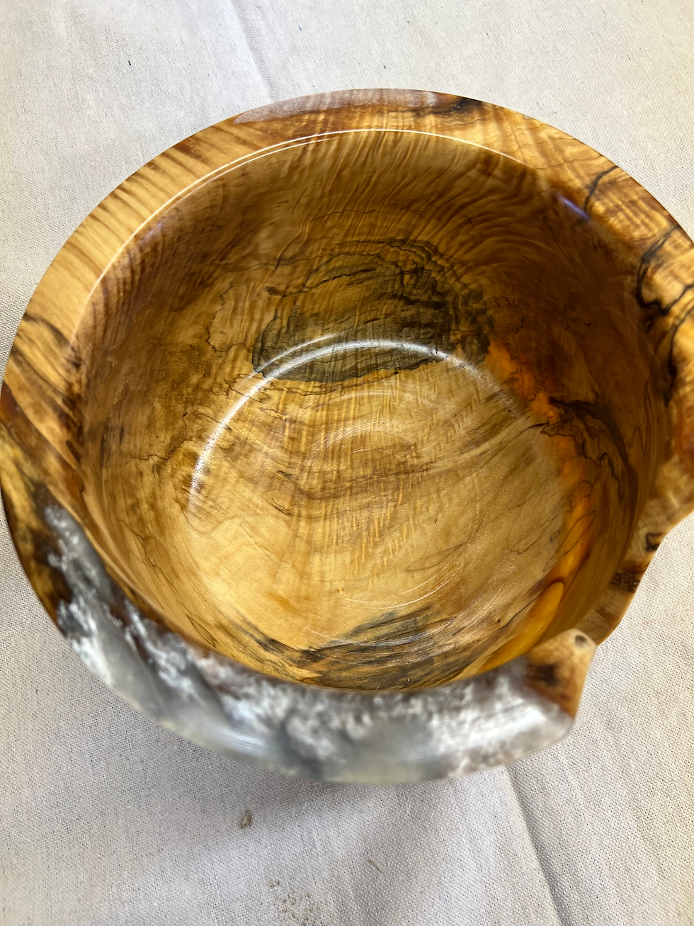 Thumbnail: Spalted maple and Ice Resin Extra Large Yarn Bowl