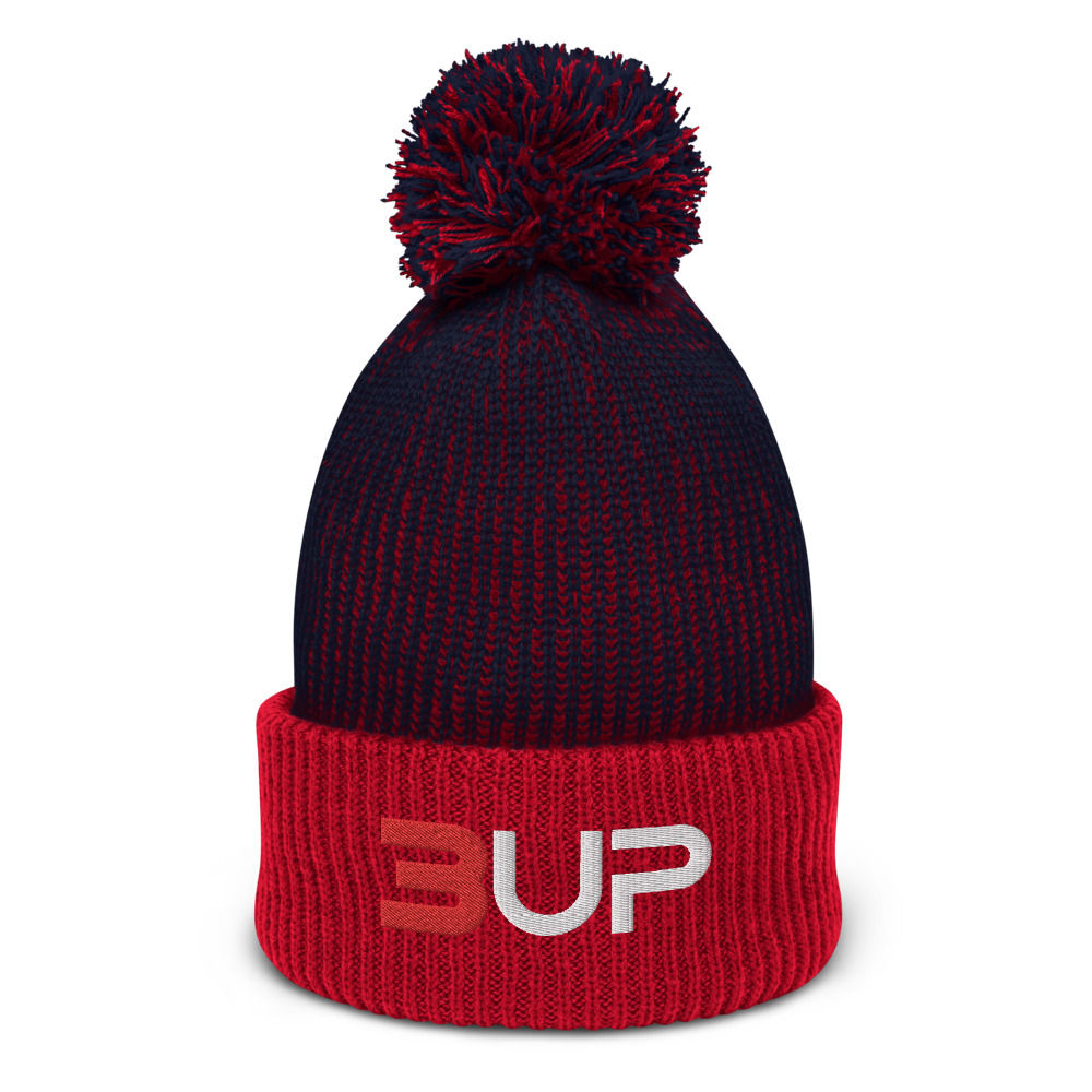 Speckled Pom Pom Beanie (Navy-Red)
