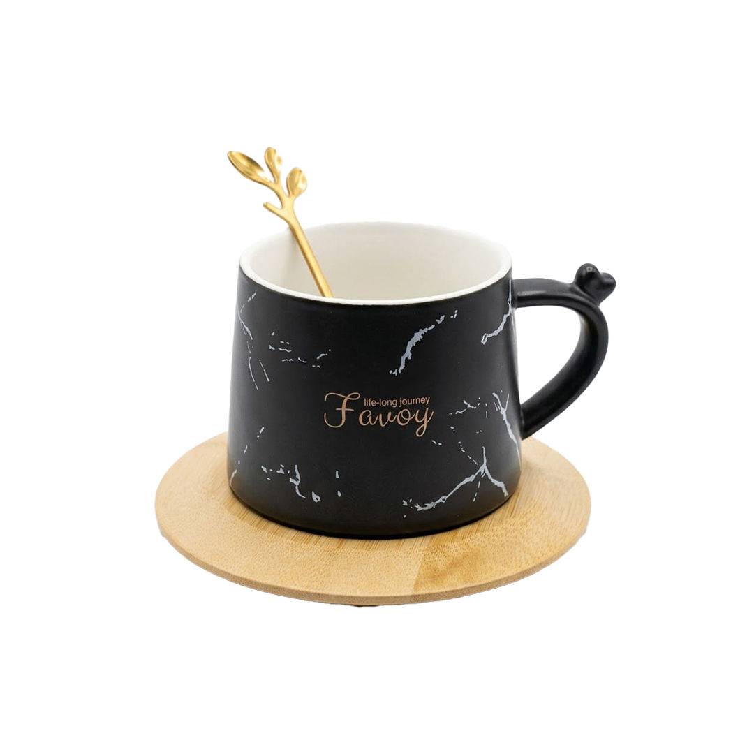 Ceramic Mug And Saucer With A Spoon