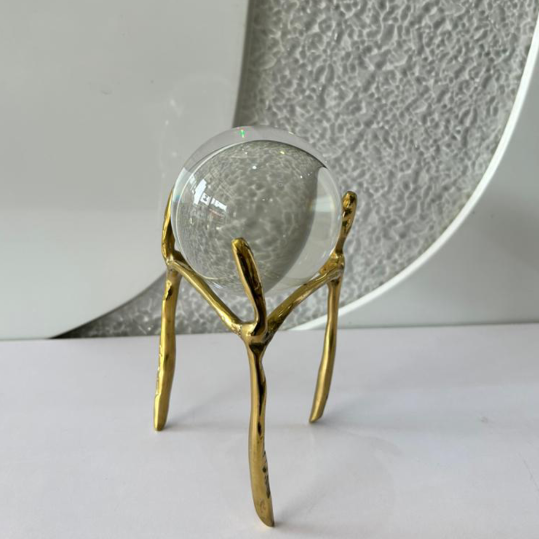Abstract Art Crystal Ball on Metal Stand