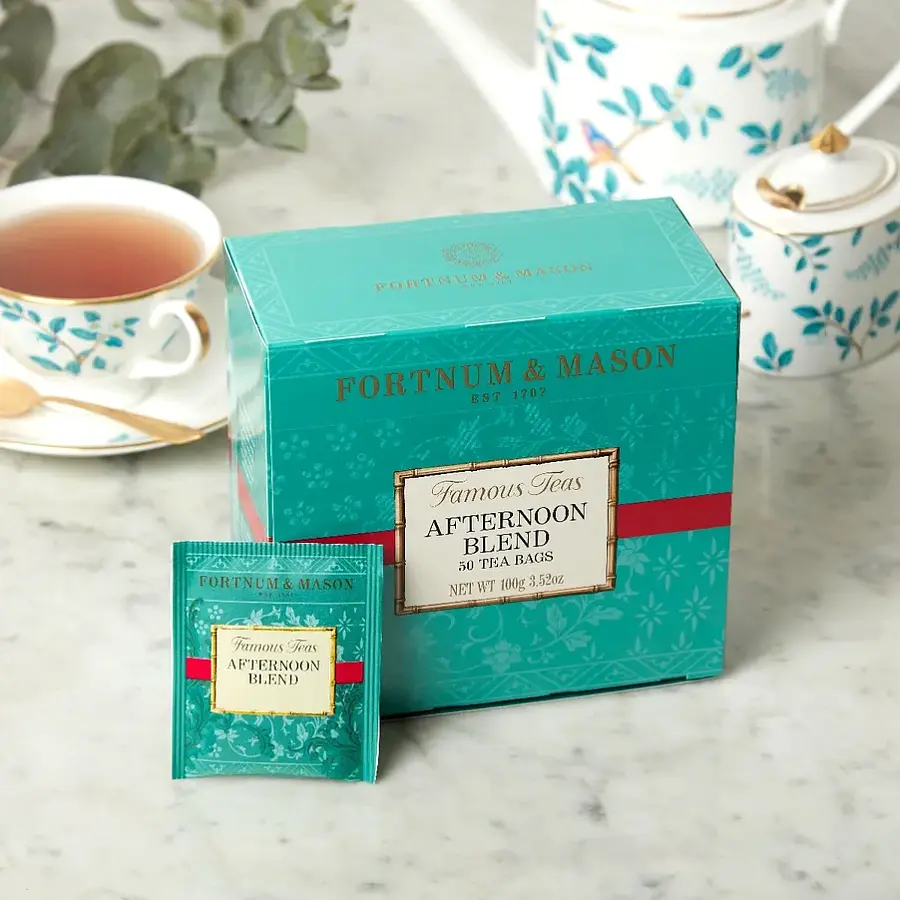 Luxury Fortnum & Mason Afternoon Blend 100g – elegant black tea with 50 tea bags.