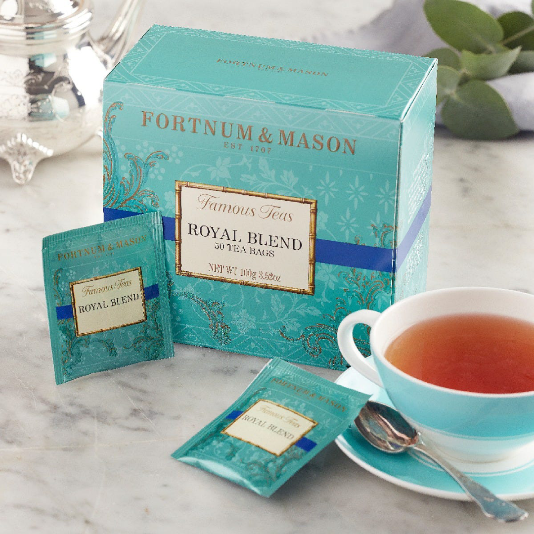 Fortnum & Mason Royal Blend Tea: 50 tea bags, 100g, in elegant teal box