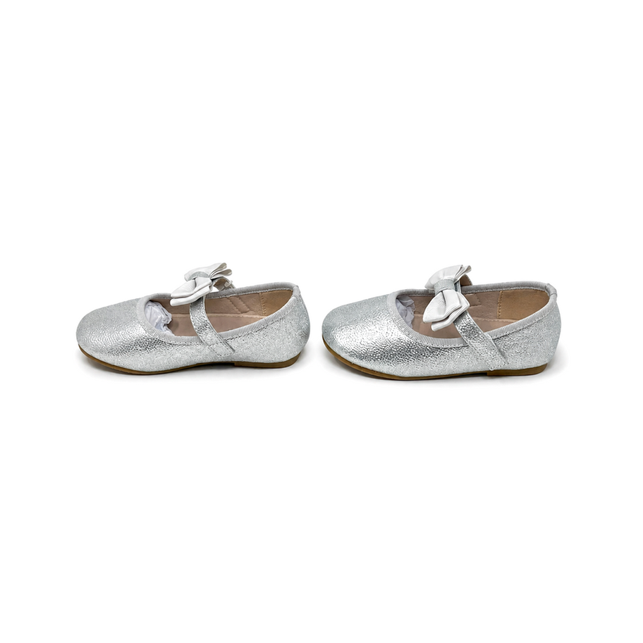 Glittery Silver Ballet Flats 9618-219 with bows