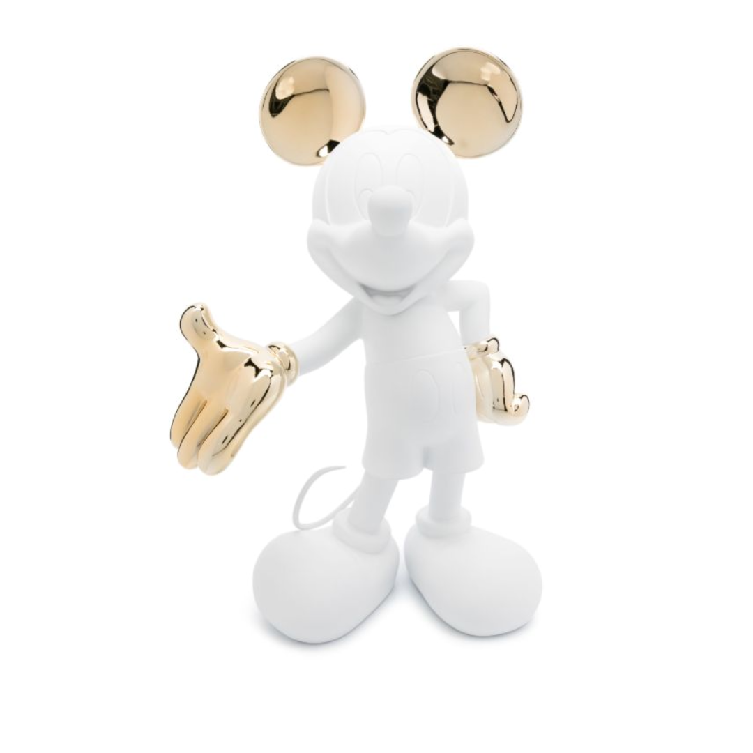 Mickey Welcome Sculptural Decor – Minimalist White and Gold Edition