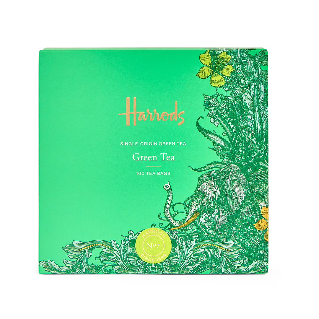 Harrods No.7 Green Tea box containing 100 premium green tea bags