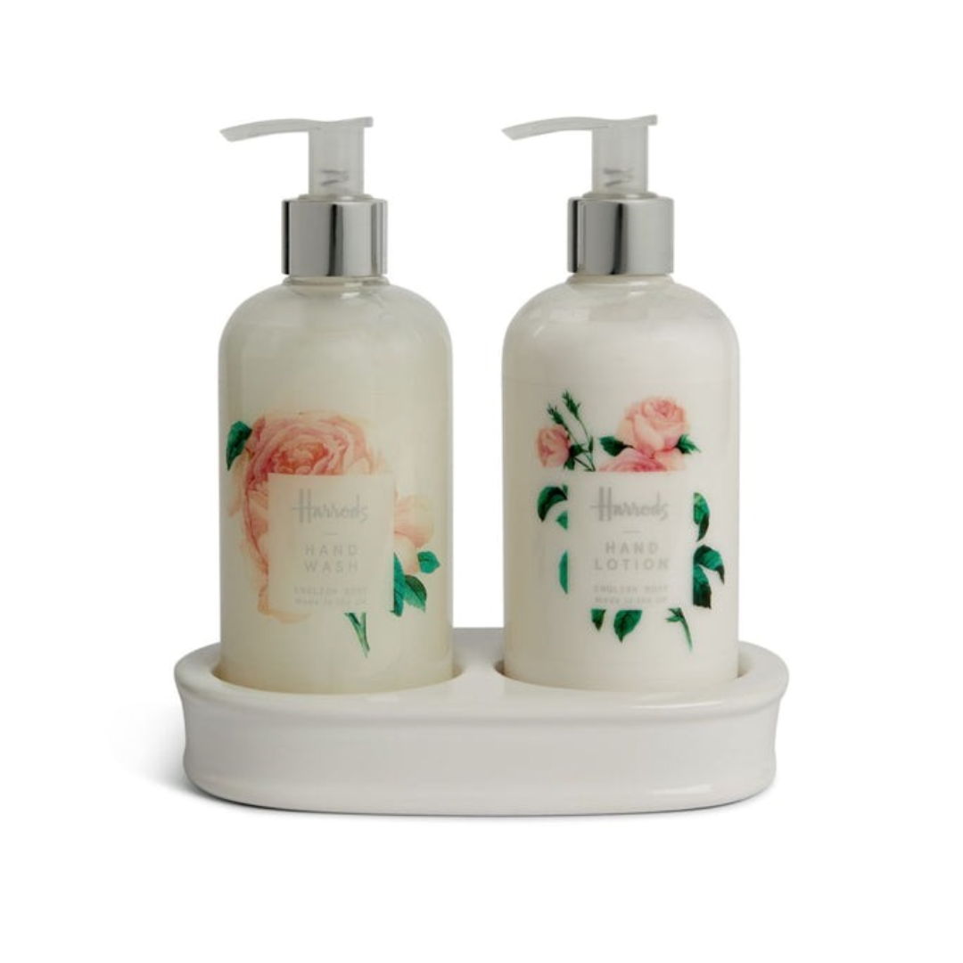 Harrods Luxury English Rose Hand Wash and Lotion Caddy