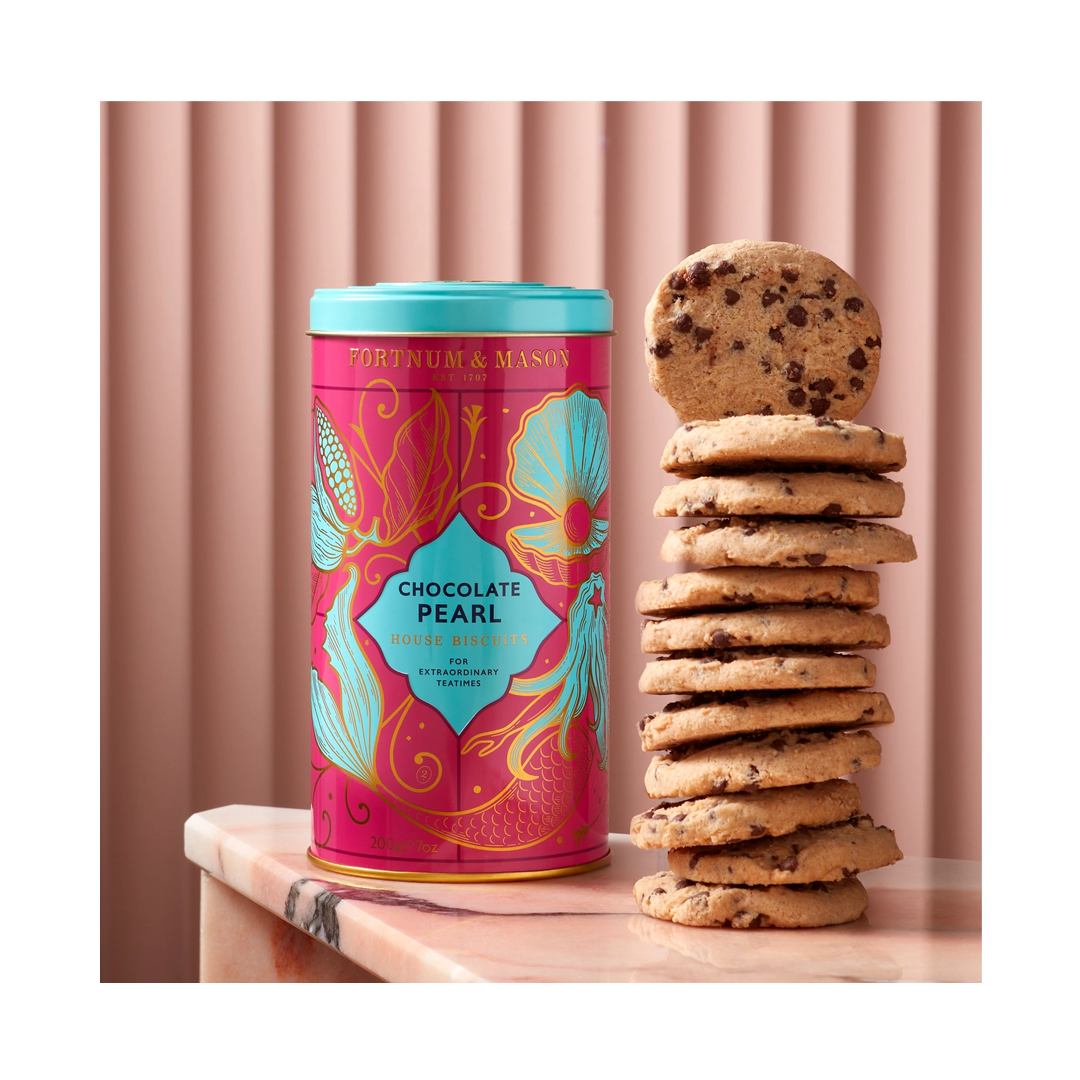 Fortnum & Mason House Chocolate Pearl Biscuits, Tin, 200g