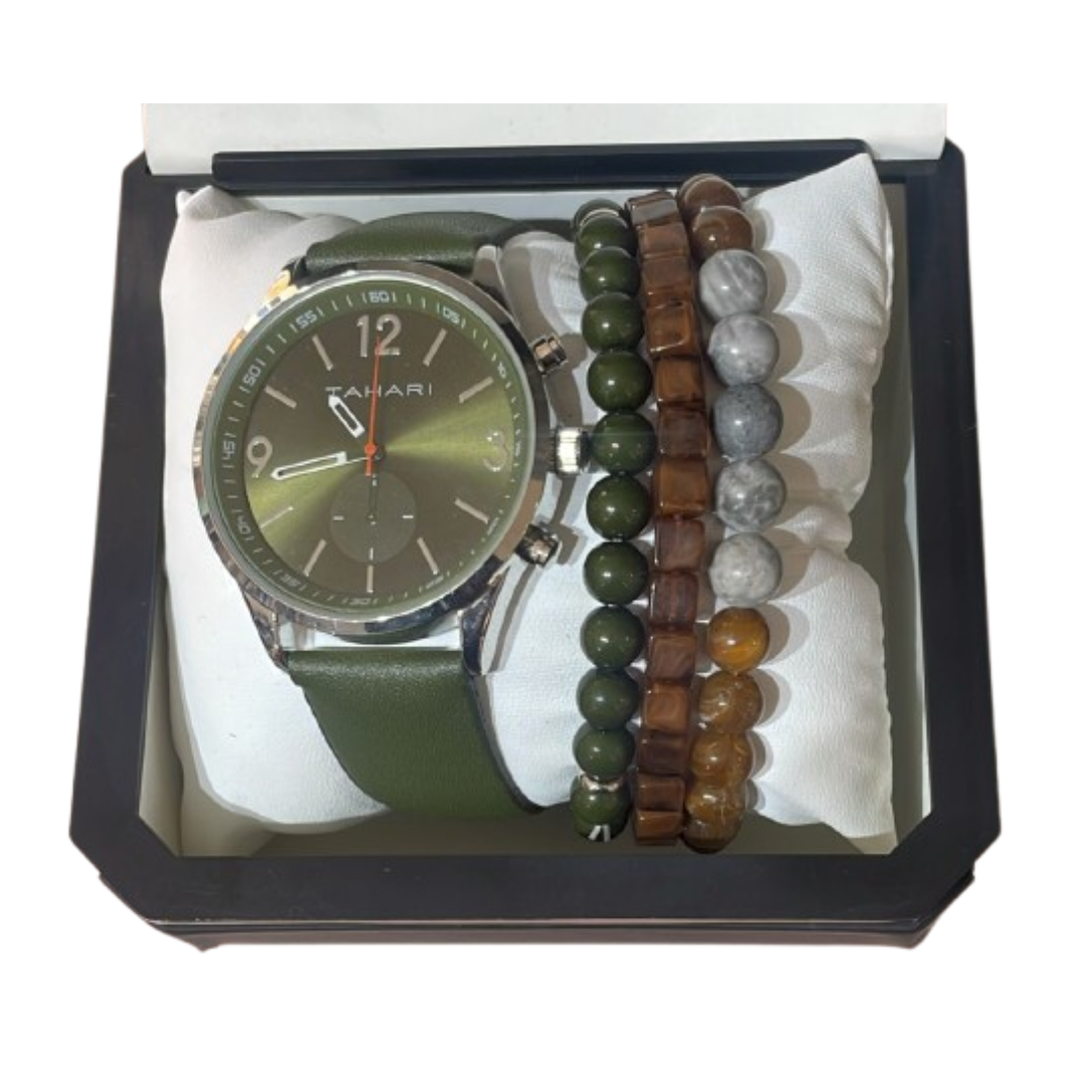 Tahari Watch & Leather Wrist Bands Black Men Watch