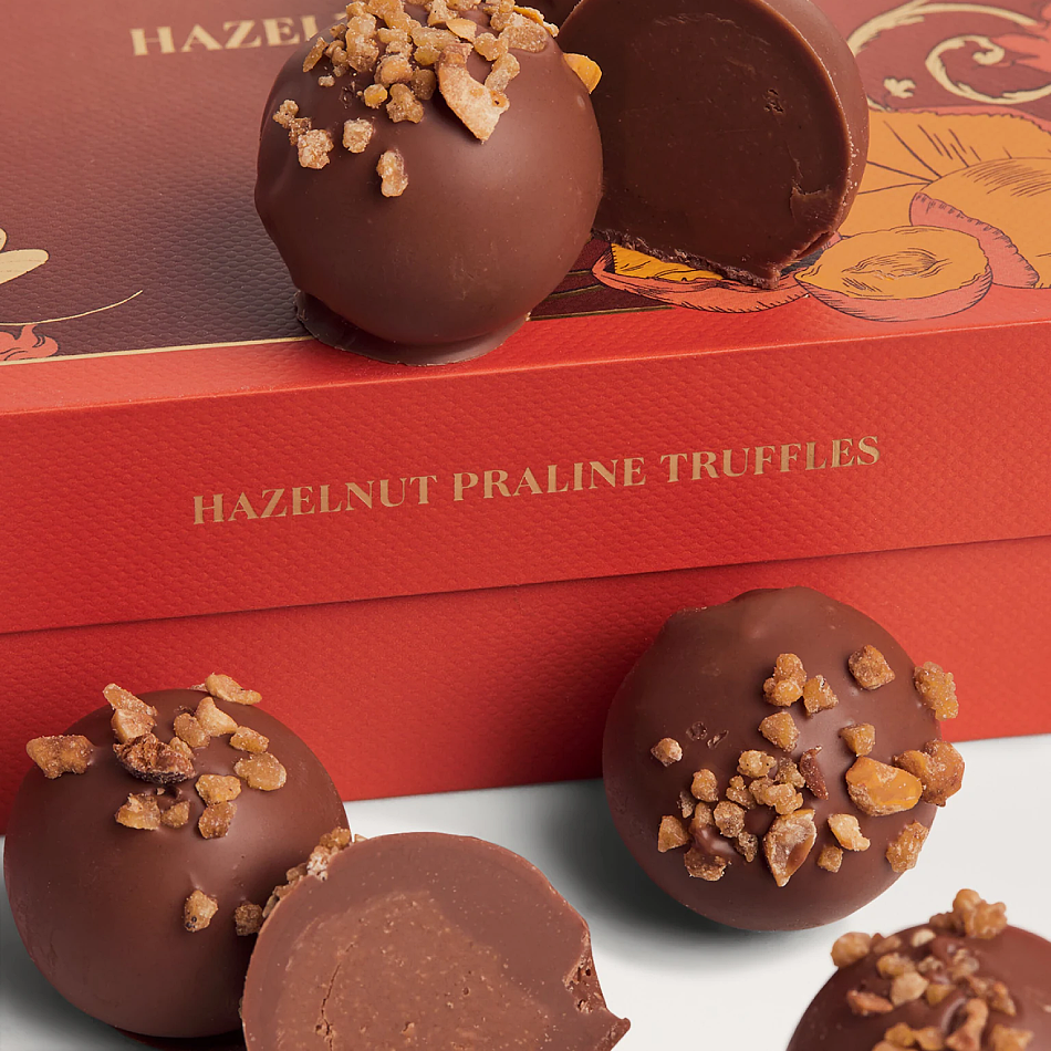 Premium hazelnut praline truffles gift box