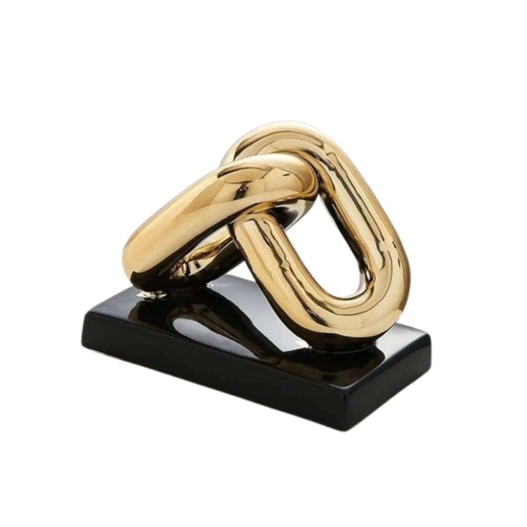 Gold Ceramic Chain Statues for Home Decor