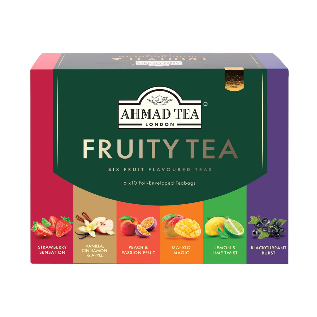 Ahmad Tea Gifts Fruit Tea Selection Pack 60 Teabag Sachets 6 Flavours, 120g