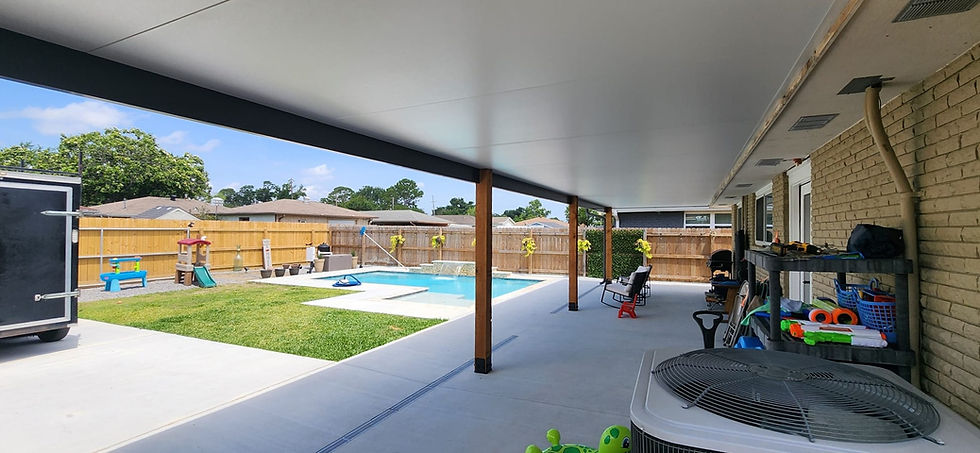 Patio cover with wood post