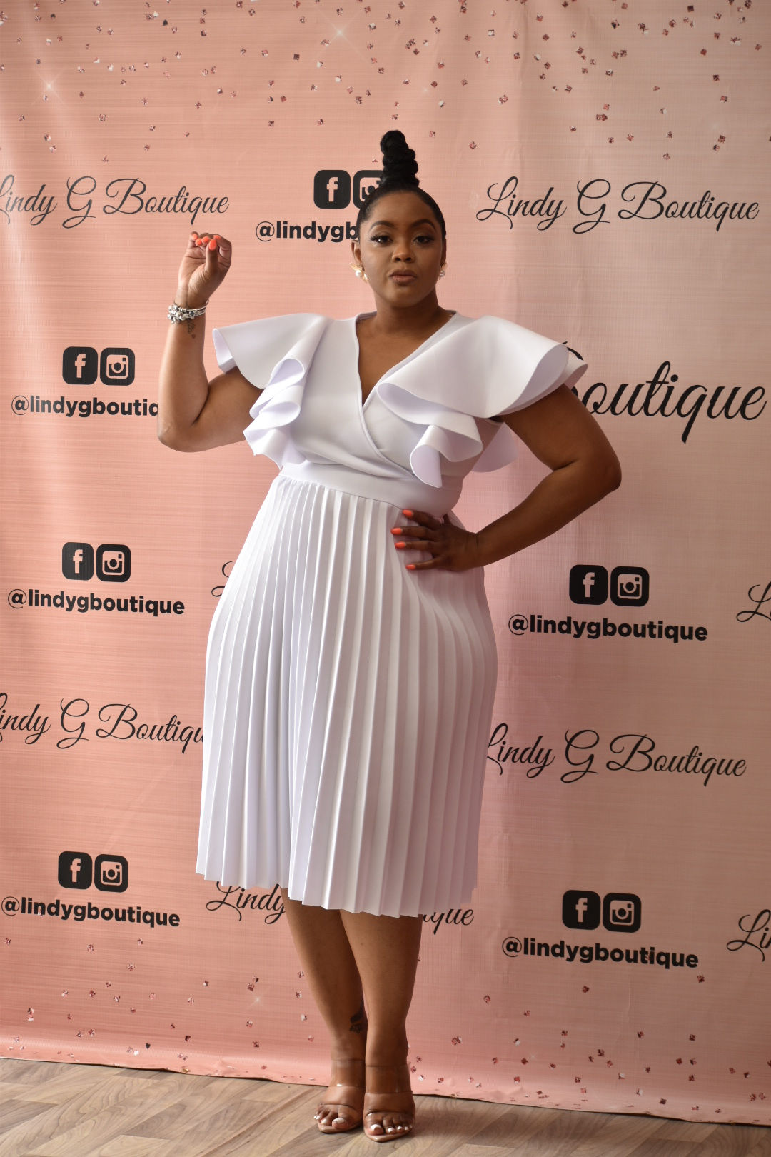 Glam Pleated Dress White RC