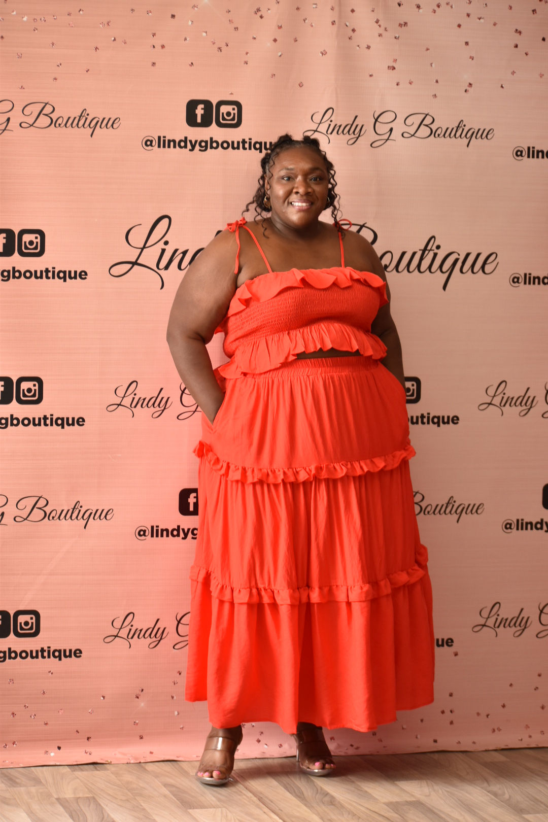Muse Ruffle Midi Set Tomato