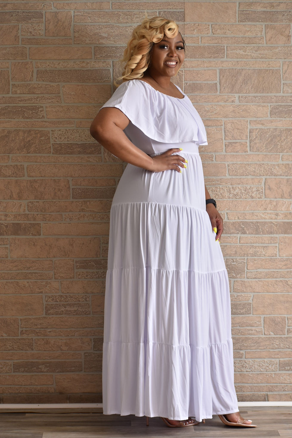 Thumbnail: Flowy Couture Dress White