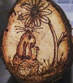 rabbit on spalted pecan
