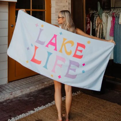 Lake Life Multicolored Microfiber Towel