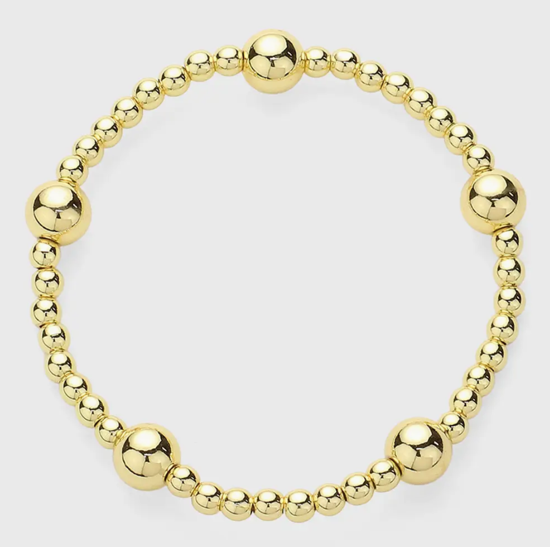 BL Stainless Steel Ball Beaded Stretch Bracelet