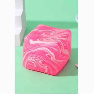 Pink Swirl Cube Stress Relief Squeeze Toy