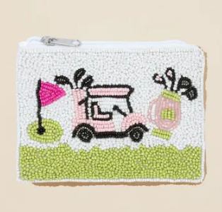 Golf Cart Beaded Mini Pouch