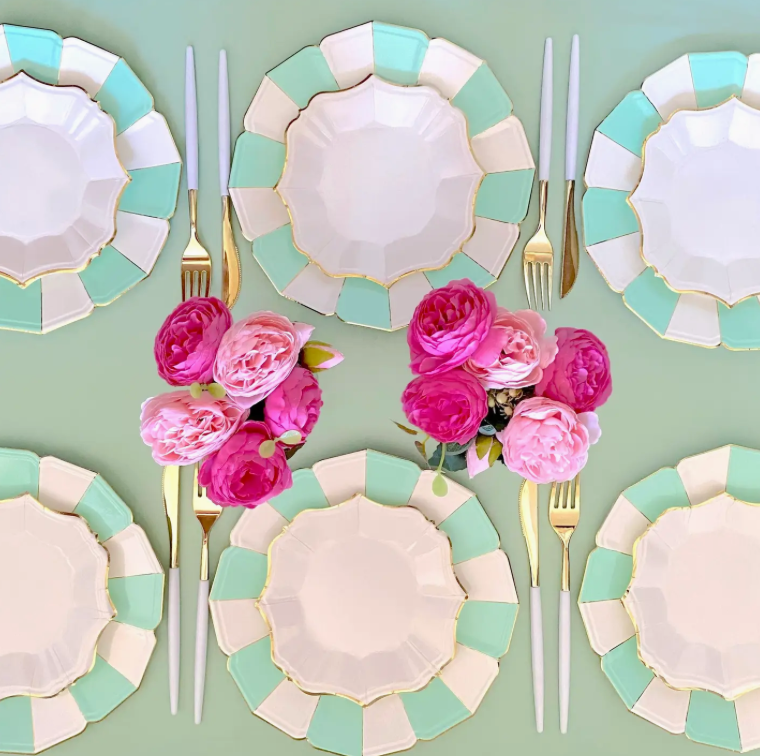 Teal Candy Dinner Plates s/8